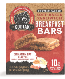 Kodiak Soft-Baked Sandwich Cinnamon Oat and Apple Protein Breakfast Bars, 1.76 oz, 4 Count