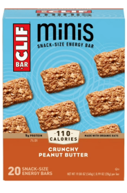 CLIF BAR Minis - Crunchy Peanut Butter - Made with Organic Oats - 5g Protein - Non-GMO - Plant Based - Snack-Size Energy Bars - 0.99 oz. (20 Pack