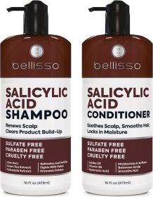 Salicylic Acid Shampoo and Conditioner Set Scalp Exfoliator Formula for Flakes Anti Dandruff and Itch Relief for Women and Men Sulfate and Parabe